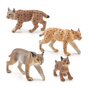 動物フィギュア 猞猁 猫 4個 模型 子猫おもちゃセット ミニおもちゃ モデル  誕生日 贈り物 進学祝い ギフト