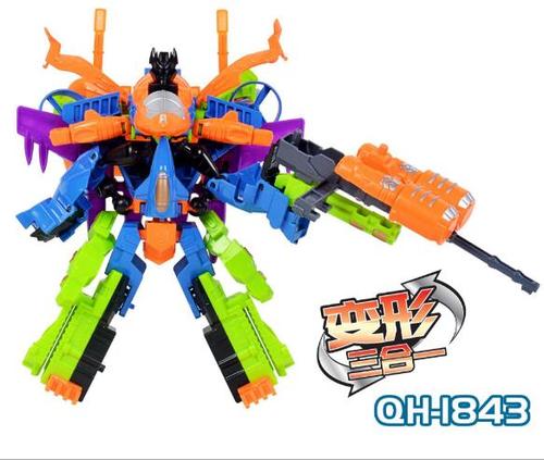 「品切れ」特注 おもちゃ 変形 ロボット3体 合体  QH-1843