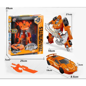 「品切れ」おもちゃ 変形 ロボット オレンジ 8寸 カー